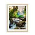 Plakat w ramie 50x70 - Idylliczny strumyk w urokliwym lesie - strumyk, las - rama drewno