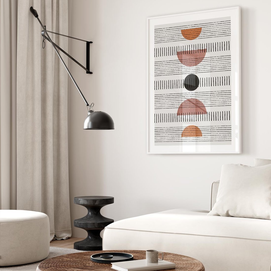 Plakat w ramie 40x50 - Plakat w Stylu Abstrakcji - geometryczna grafika, plakat - rama biała