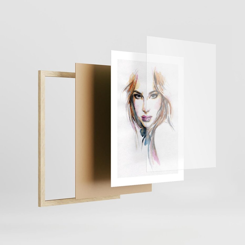 Plakat w ramie 30x40 - Abstrakcyjny portret kobiecy - grafika, kobieta - rama drewno