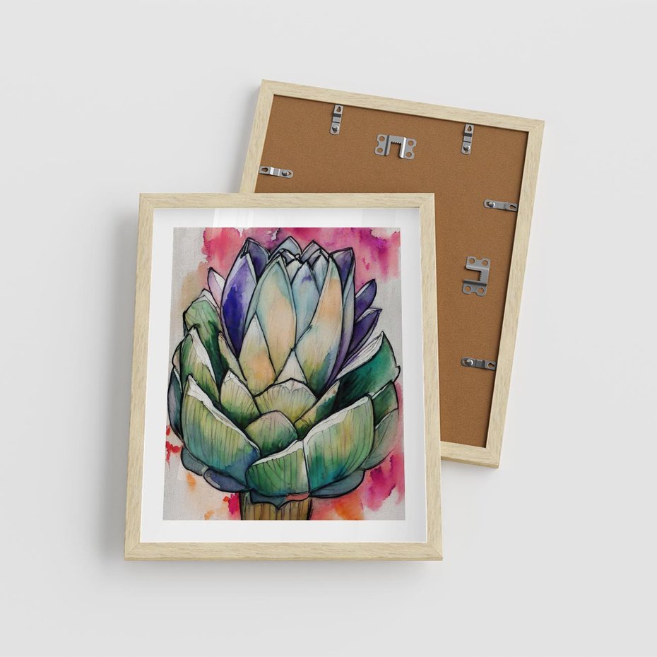 Plakat w ramie 40x50 - Estetyczna Roślina - abstrakcja, akwarela - rama drewno