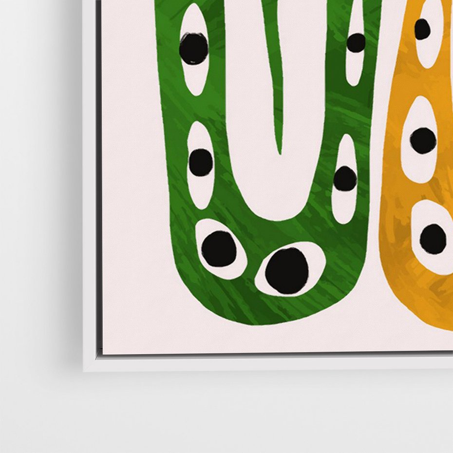 Obraz w ramie 80x120 - Migocące Zmaganie - abstrakcyjny obraz, dziwne kształty - rama biała