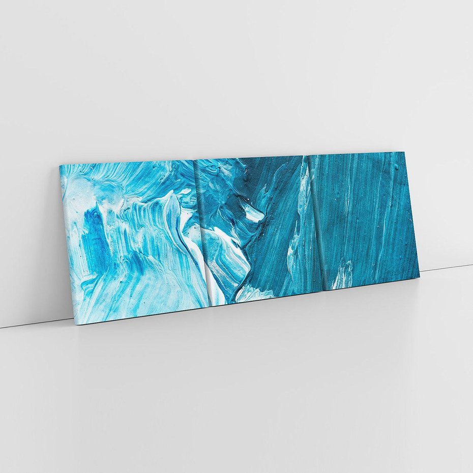 Obraz na płótnie 120x40 - W stronę niebieskiego horyzontu - abstrakcja, rozlane farby