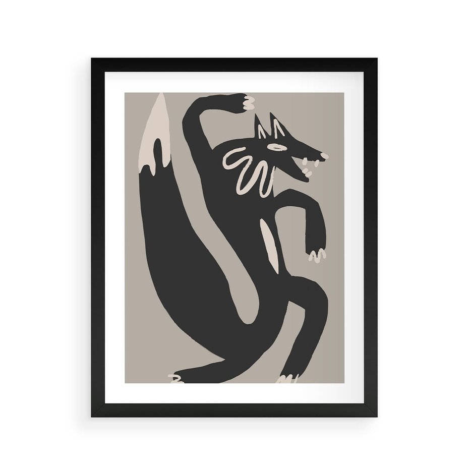 Plakat w ramie 40x50 - Strukturalne Odbicia Północy - skandynawska sztuka, lis - rama czarna