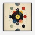 Obraz w ramie 50x50 - Bezgraniczny Taniec Światła - abstrakcyjna geometryczna kompozycja, koła linie - rama czarna