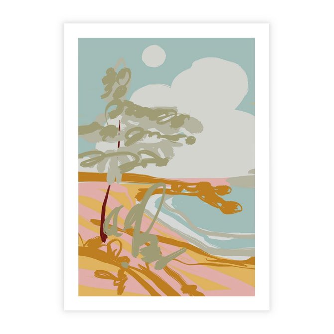 Plakat bez ramy 21x30 - Spokojny Wiatr - pastelowy krajobraz, nowoczesny plakat