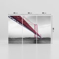 Obraz na płótnie 120x80 - Majestatyczny Most - czarno biała fotografia, czerwony stalowy most nad rzeką