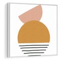 Obraz w ramie 80x80 - Kolory Przyszłości - kompozycja kół i kresek, ciepłe kolory - rama biała