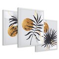 Zestaw obrazy w ramie 50x70 galeria - Liście, tropikalne, złote - rama biała