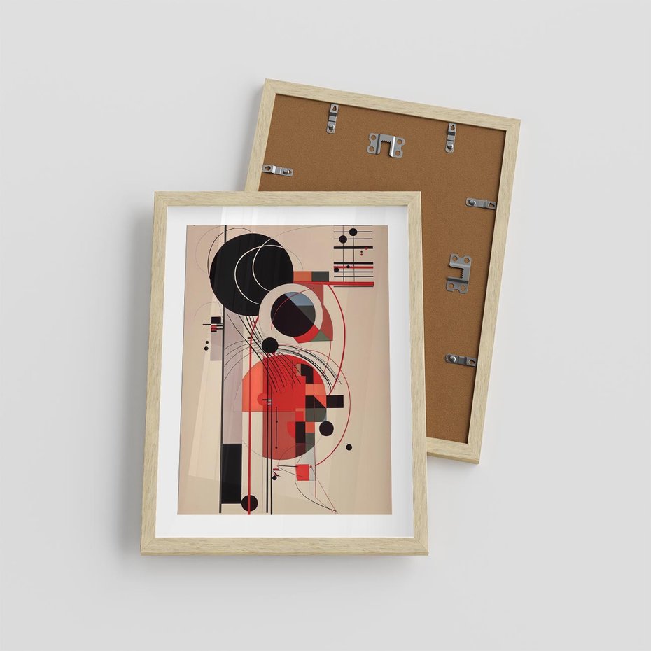 Plakat w ramie 30x40 - Rozbijające Granice Dźwięku - modernistyczny obraz, styl bauhaus - rama drewno