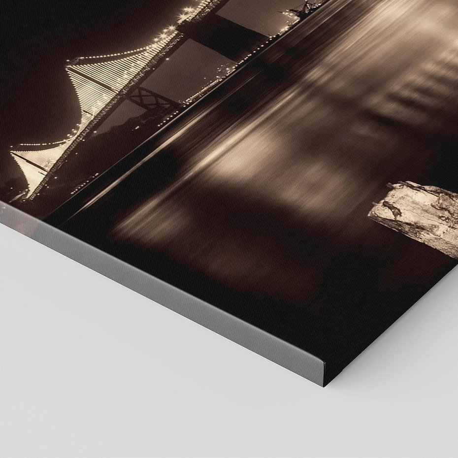 Obraz na płótnie 120x60 - Most nocą nad rzeką - noc, most