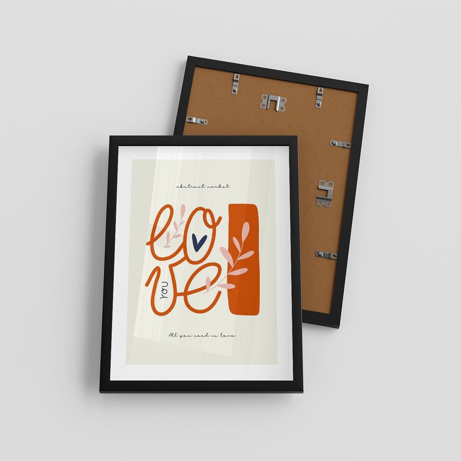 Plakat w ramie 30x40 - Pastelowa Siła Miłości - miłość, love - rama czarna
