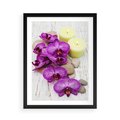 Plakat w ramie 50x70 - Relaksujące spa w otoczeniu orchidei - spa, świece - rama czarna