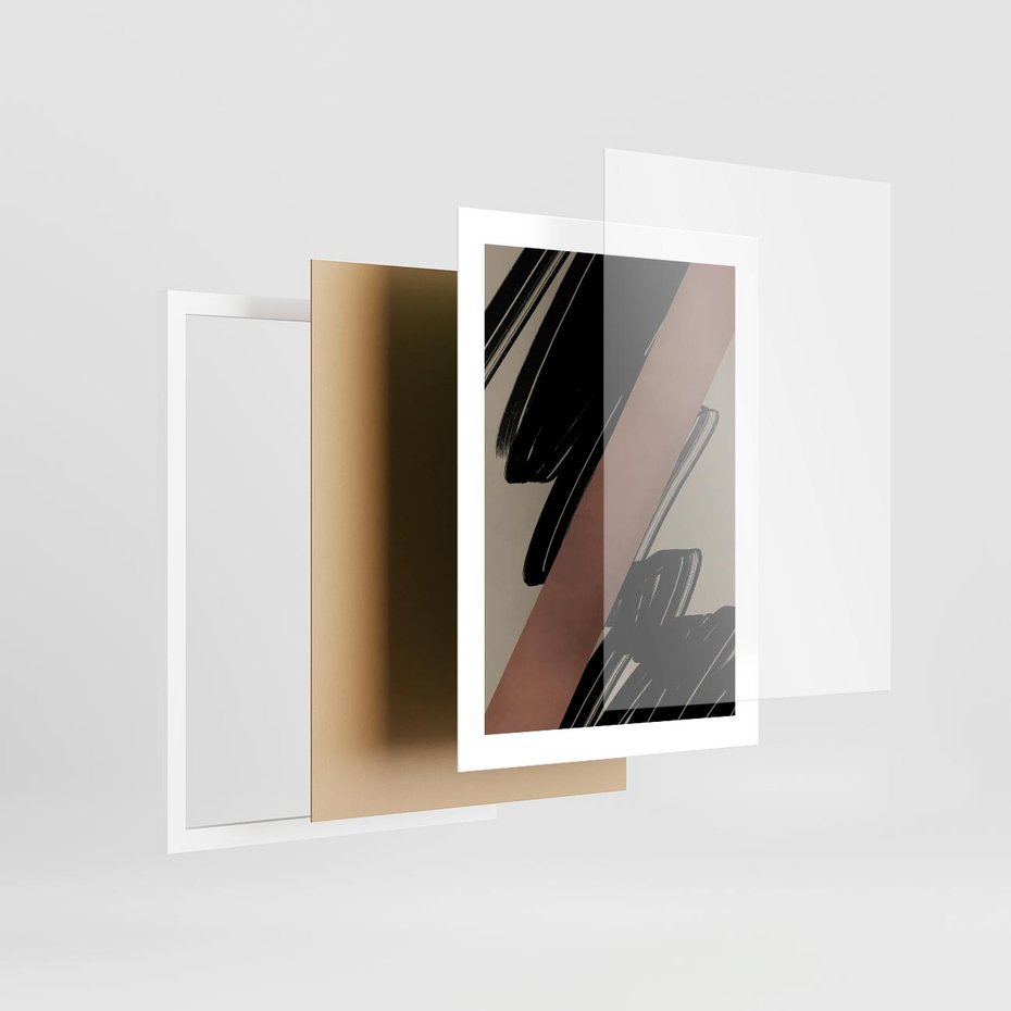 Plakat w ramie 30x40 - Mroczne Refrakcje - abstrakcja, czarne splatane linie - rama biała