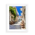 Plakat w ramie 50x70 - Magiczny Spacer - uliczka, perspektywa - rama biała