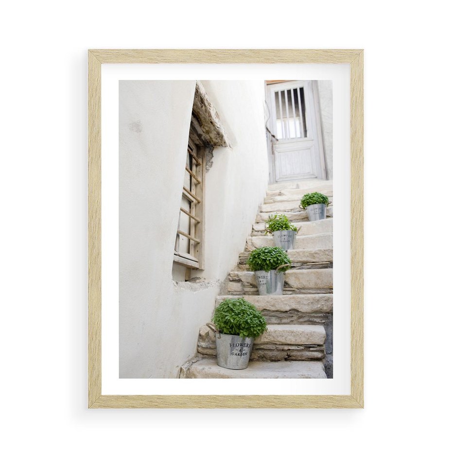 Plakat w ramie 50x70 - Wznoszące się Marzenia - schody, perspektywa - rama drewno