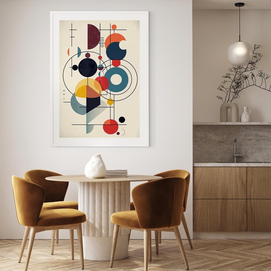 Plakat bez ramy 30x40 - Rozbijające Barwne Granice - abstrakcyjna geometryczna kompozycja, koła linie