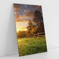 Obraz na płótnie 70x100 - Urok zachodu słońca na łące z drzewami - łąka, zachód