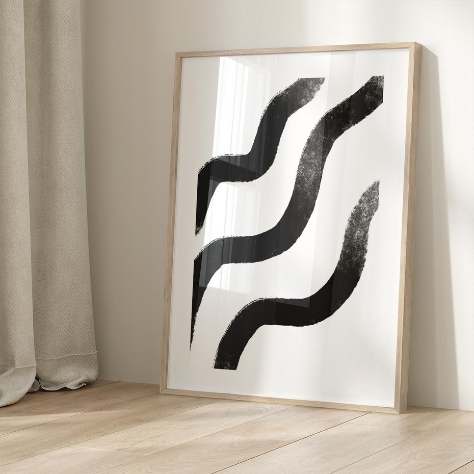 Plakat w ramie 50x70 - Wibracje Plam - abstrakcja, minimalizm - rama drewno