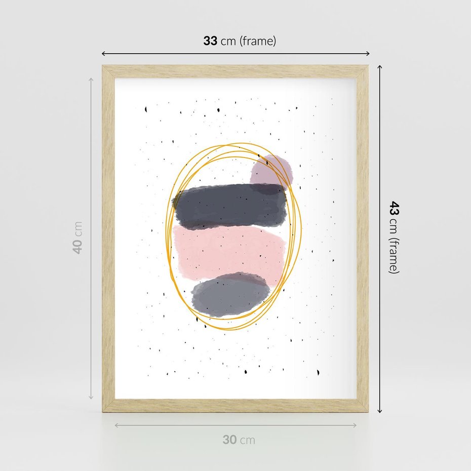 Plakat w ramie 30x40 - Migocące Odbicia - abstrakcyjna kompozycja, jak ręcznie malowana - rama drewno