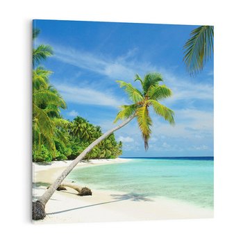 Obraz na płótnie 50x50 - Raj na Malediwach: plaża, morze i palmy - Malediwy, plaża