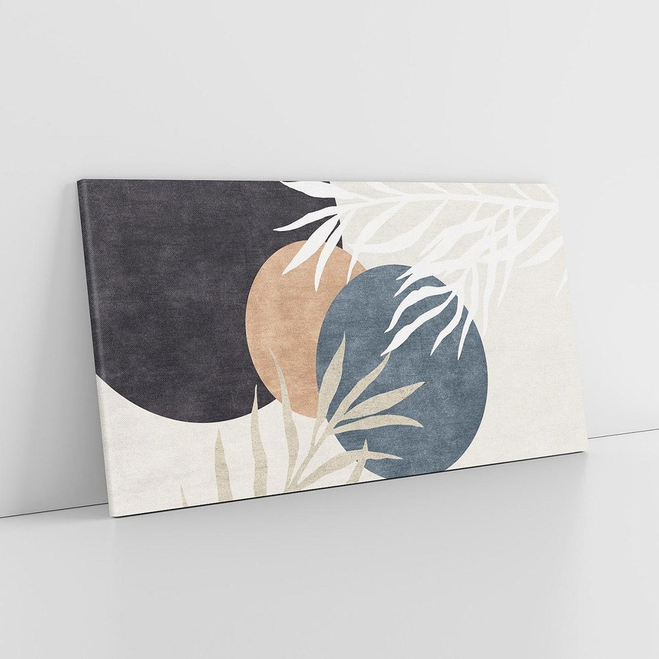 Obraz na płótnie 120x60 - Symfonia skradzionych chwil - cienie liści palmy, beżowe tłó