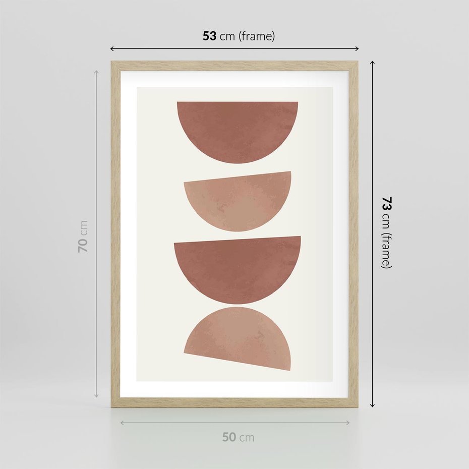 Plakat w ramie 50x70 - Abstrakcyjne Widzenia - abstrakcyjne geometryczne kształty, odcienie brązu i beżu - rama drewno