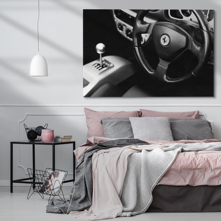 Obraz na płótnie 120x80 - Ferrari wnętrze pełne mocy - Ferrari, wnętrze