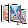 Zestaw obrazy w ramie 30x40 galeria - morze, rybki, akwarela, rafa, koralowa - rama czarna