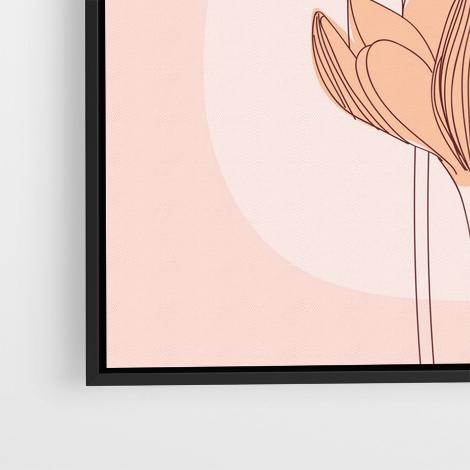 Obraz w ramie 70x100 - Przenikające Kształty - minimalistyczny plakat, pudrowe kwiaty - rama czarna