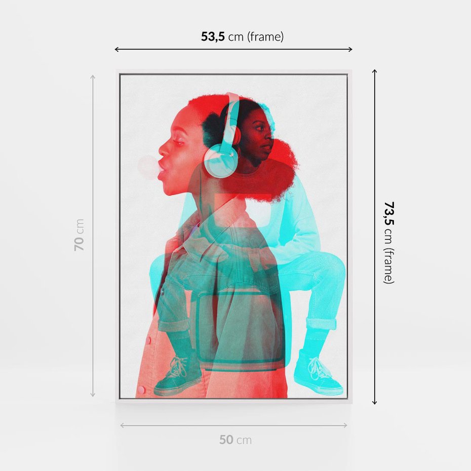 Obraz w ramie 50x70 - Rytmy Wspomnień - kolaż zdjęć, kobieta - rama biała