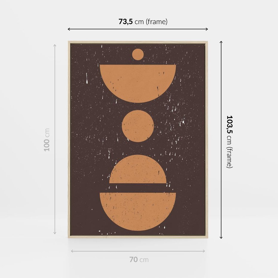 Obraz w ramie 70x100 - Impulsy Przestrzeni - mid century styl, nowoczesna grafika - rama drewno