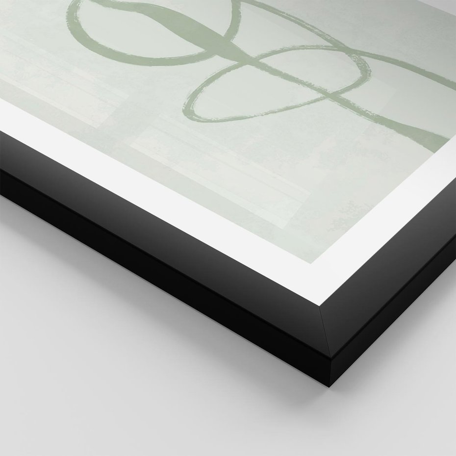Plakat w ramie 50x70 - Zieleń Wewnętrznej Harmonii - zielona abstrakcja, zgaszona zieleń - rama czarna