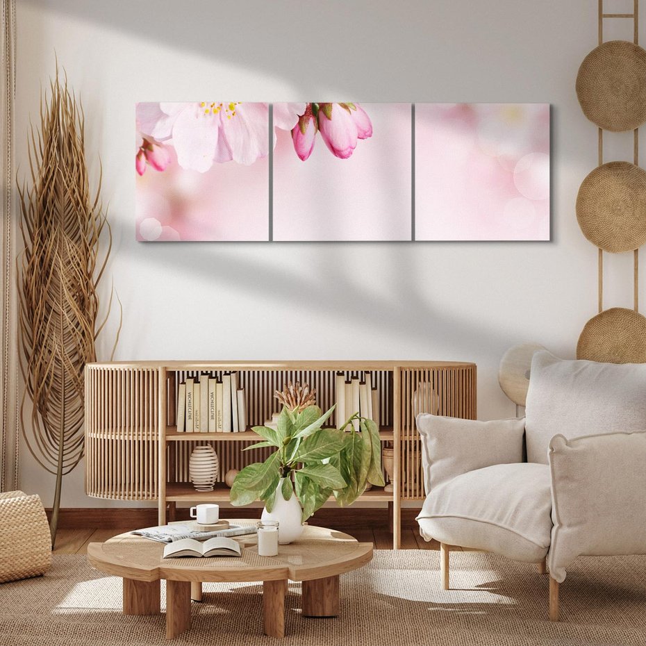 Obraz na płótnie 150x50 - Kwitnąca wiśnia: delikatność natury - kwitnąca, wiśnia