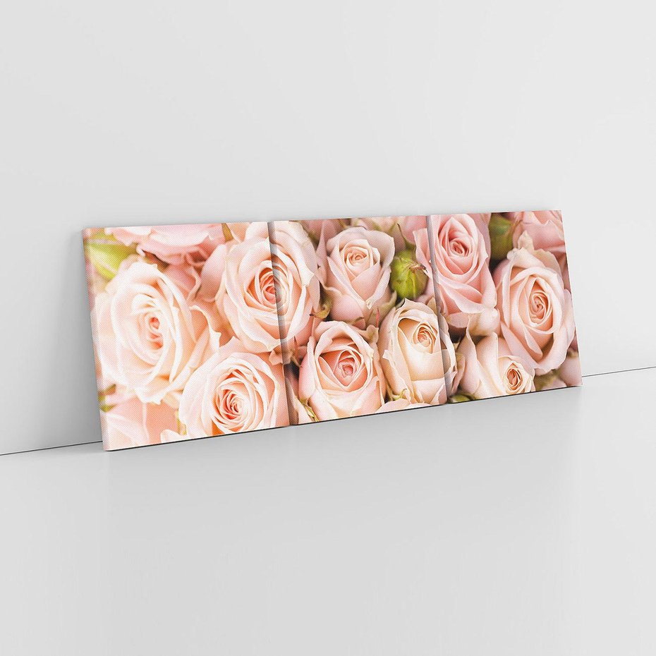 Obraz na płótnie 150x50 - Delikatność róż - piękno natury - róże, kwiaty
