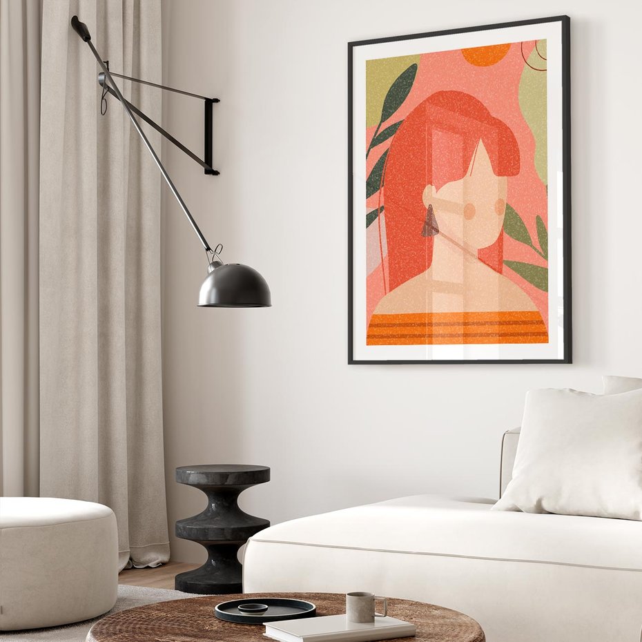 Plakat bez ramy 21x30 - Kobieca Refleksja - nowoczesny plakat, styl retro