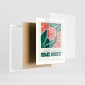 Plakat w ramie 40x50 - Retro Inspiracja - minimalistyczna kwiatowa kompozycja, pastelowe kolory - rama biała