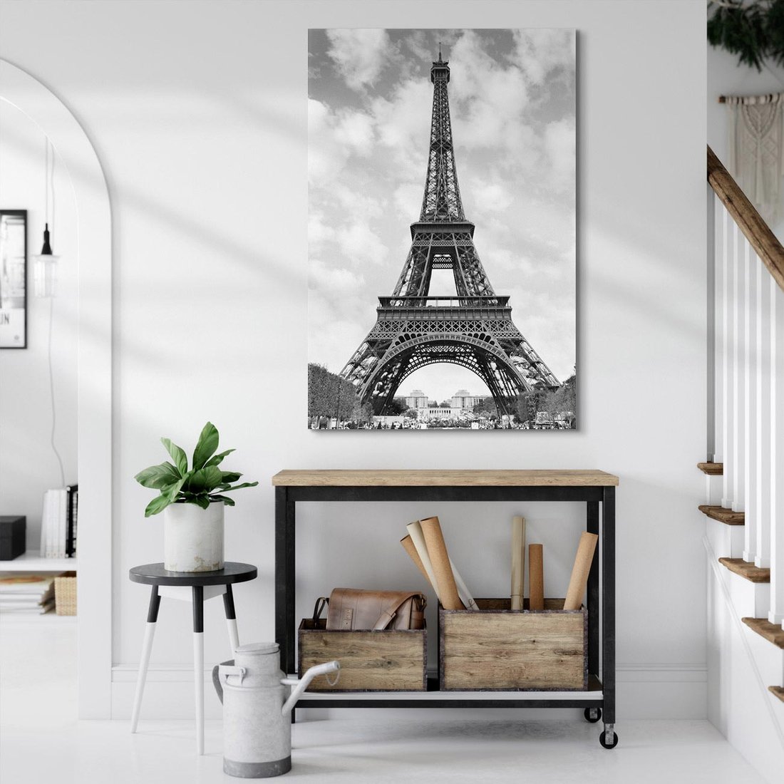 Obraz na płótnie 50x70 - Nocna panorama Paryża z wieżą Eiffla - Eiffla, Paryż