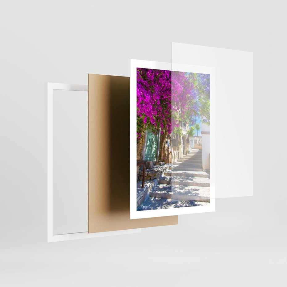 Plakat w ramie 50x70 - Urok Zaklętej Przestrzeni - uliczka, perspektywa - rama biała