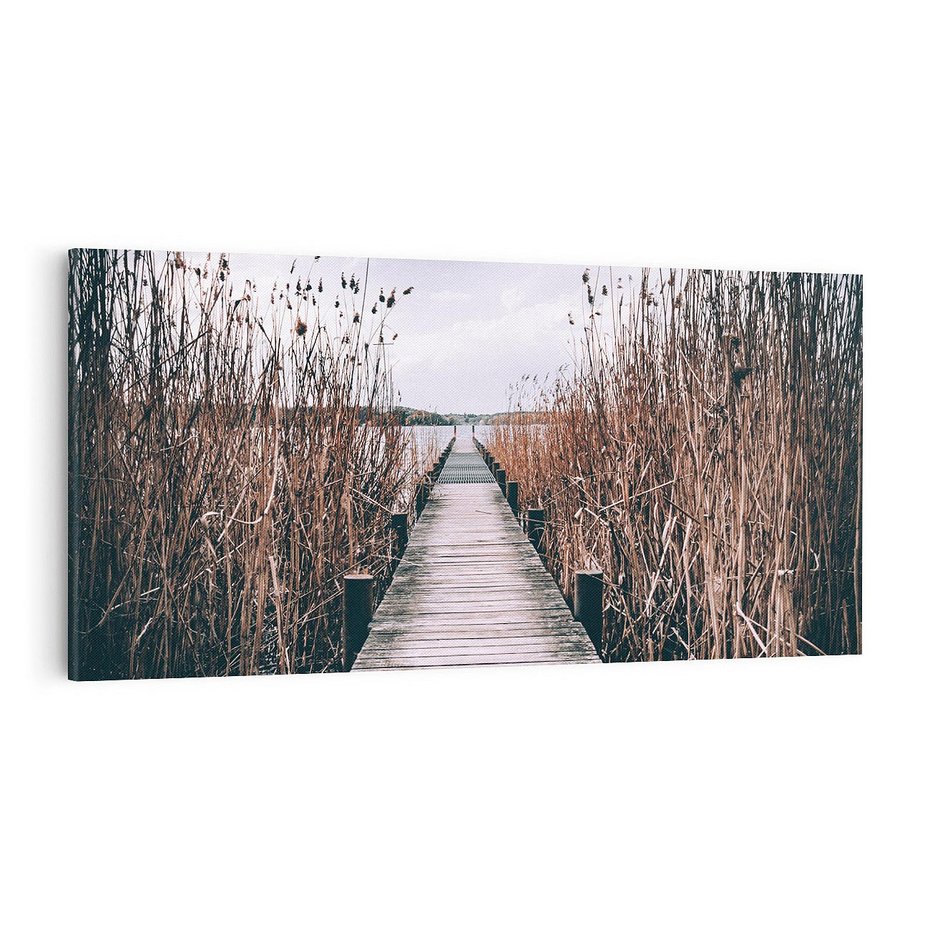 Obraz na płótnie 100x50 - Mglisty krajobraz - pomost, morze