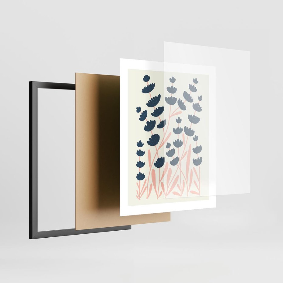 Plakat w ramie 40x50 - Migotliwe Kształty - kwiaty, rośliny - rama czarna