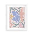 Plakat w ramie 40x50 - Pastele Kwiatowych Plam - pastelowe kwiaty, na beżowym tle - rama biała