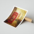 Plakat bez ramy 21x30 - Ikoniczna budka telefoniczna w Londynie - sepia, budka