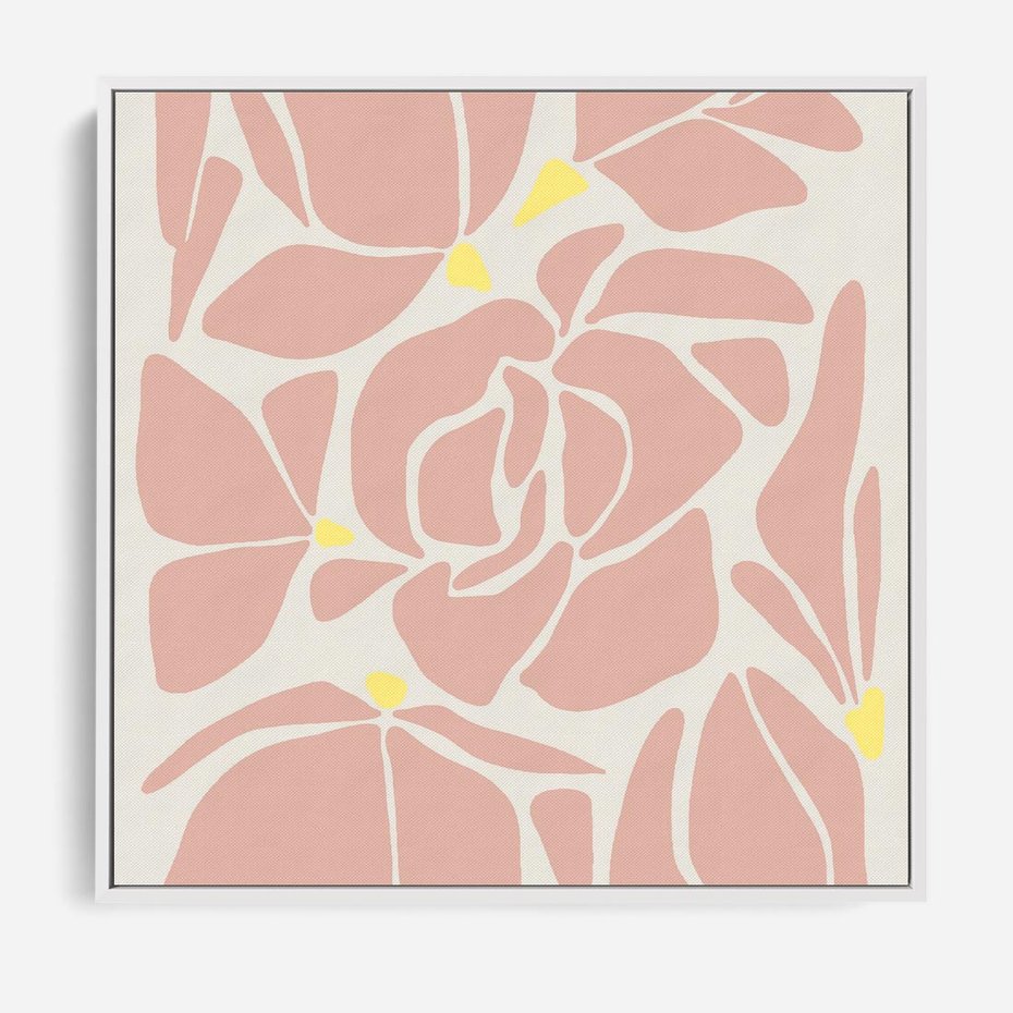 Obraz w ramie 50x50 - Rozplątane Akwarelowe Formy - abstrakcyjne boho kwiaty, kompozycja - rama biała