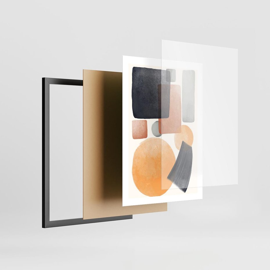 Plakat w ramie 50x70 - Geometria w Abstrakcji - abstrakcja, proste formy - rama czarna