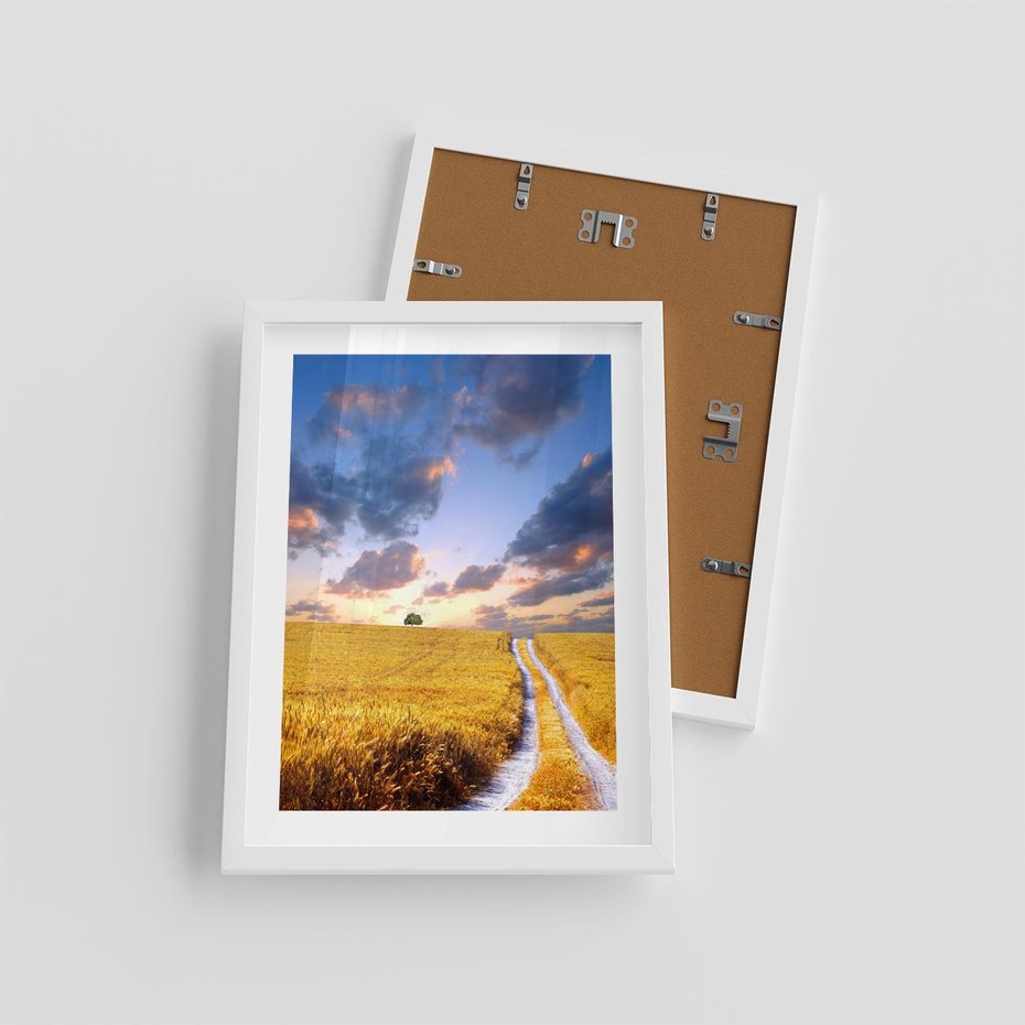 Plakat w ramie 30x40 - Magiczna droga w lesie - droga, ścieżka - rama biała