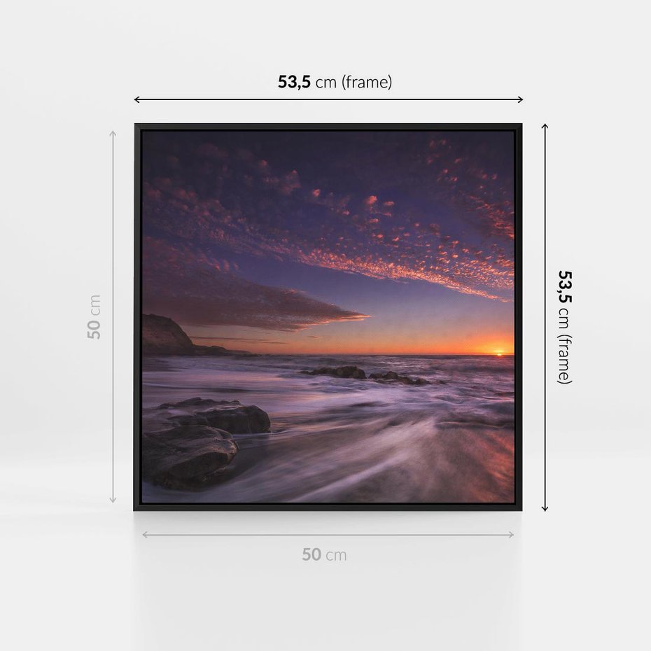 Obraz w ramie 50x50 - Spojrzenie w głąb duszy - zachód słońca, zmierzch - rama czarna