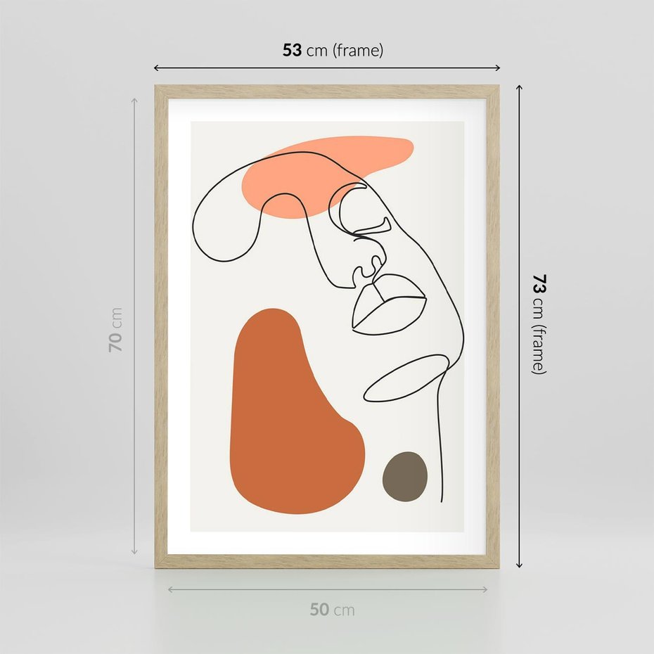 Plakat w ramie 50x70 - Twarz w Geometrycznym Stylu - nowoczesny obraz, grafika - rama drewno