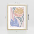 Plakat w ramie 30x40 - Wyjątkowe Ukojenie - pastelowe kwiaty, na beżowym tle - rama drewno
