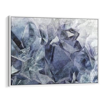 Obraz w ramie 120x80 - Melodia mgieł i marzeń - abstrakcja w kolorze granatu, przypominająca górę lodową - rama biała