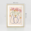Plakat w ramie 30x40 - Migocące Pastelowe Impresje - minimalistyczny abstrakcyjny obraz, prymitywne kwiatki - rama drewno